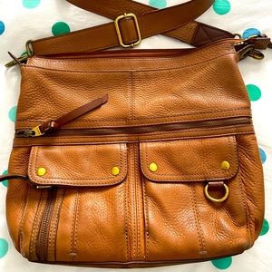Tan leather crossbody purse